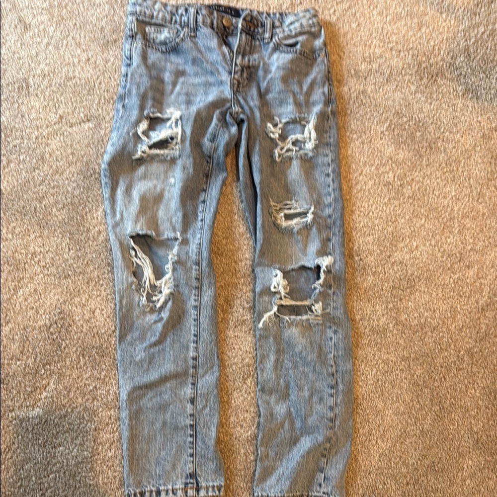 Aeropostale Blue Boyfriend Jeans Distressed Style